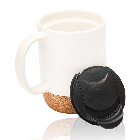White Ceramic Coffee Mug with Cork Bottom 12oz